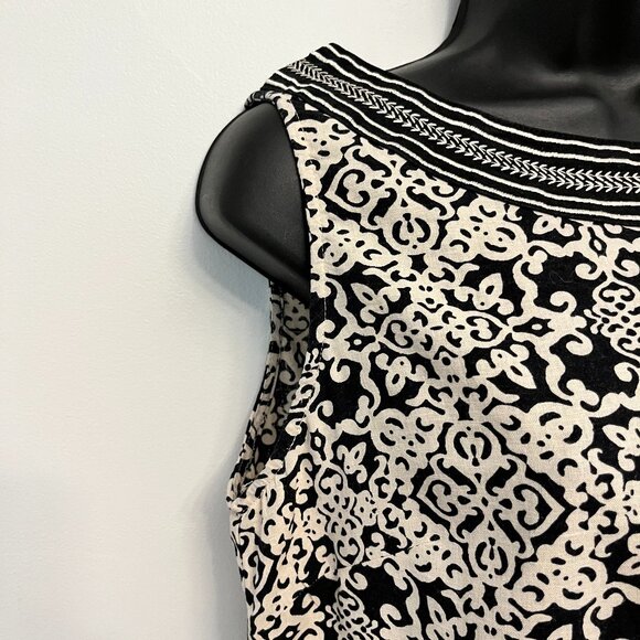 Susan Bristol Linen Blend Embroidered Sleeveless Blouse, Size Medium - Picture 5 of 11
